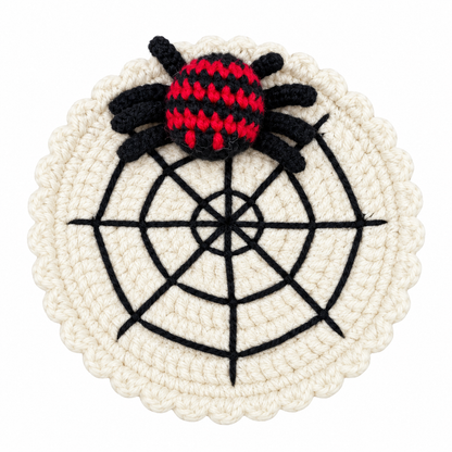 Halloween Spider Crochet Coasters - Beige - One Size - image 5