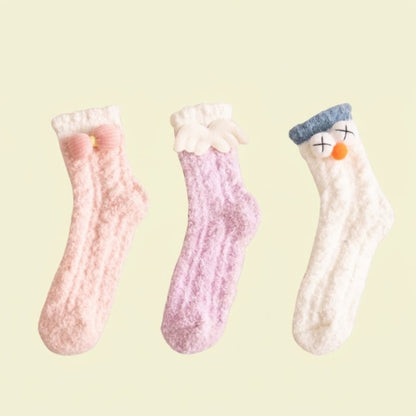 Christmas Holiday 3D Cartoon Accent Quarter Socks (3 Pairs) - A+B+D - EU36-44(US3-10) - image 4