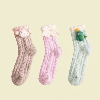 Christmas Holiday 3D Cartoon Accent Quarter Socks (3 Pairs) - A+C+E - EU36-44(US3-10) - image 5