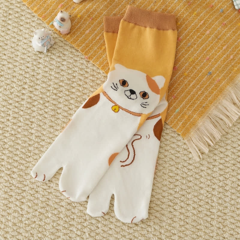 Japanese Style Cute Animal Split-Toe Tabi Socks (4 Pairs) - image 7
