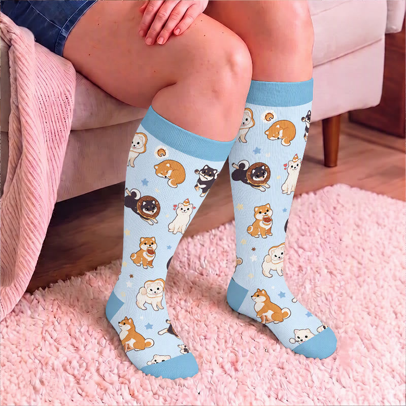 Plus Size Kitty Puppy Bow Compression Socks - image 3