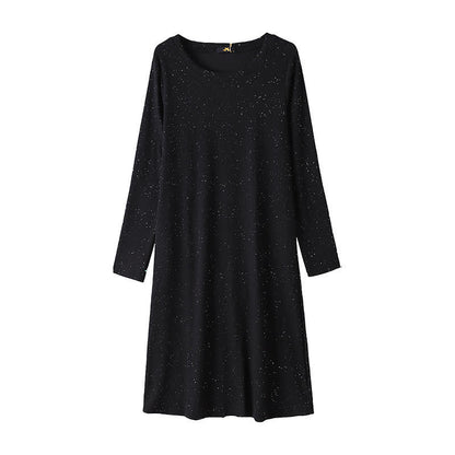 Relaxed Crewneck Knit Midi Dress - Black - 6XL - image 1