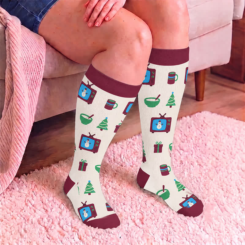 Plus Size Ghost Turtle Holiday Tv Compression Socks - image 3