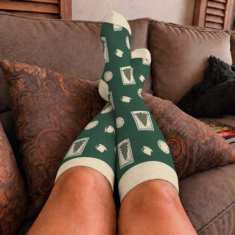 Plus Size Christmas Village Compression Socks - image 1