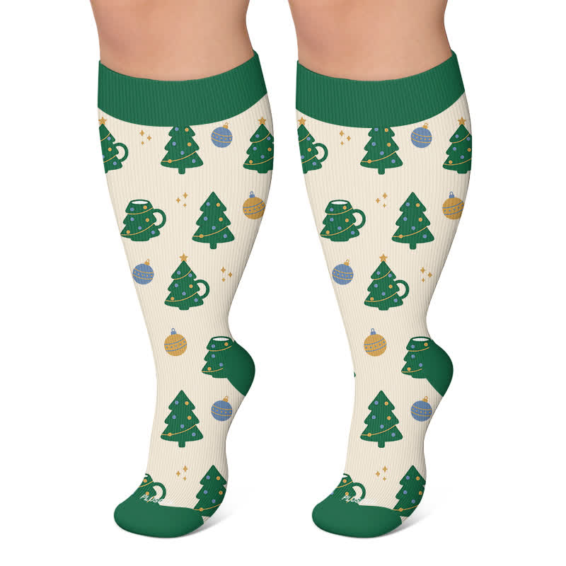 Plus Size Christmas Village Compression Socks - Apricot - 4XL - image 6