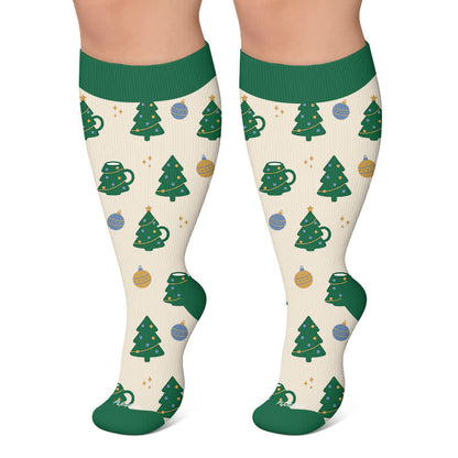 Plus Size Christmas Village Compression Socks - Apricot - 4XL - image 6