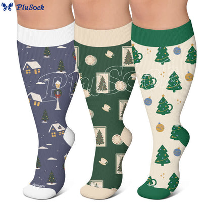Plus Size Christmas Village Compression Socks - image 0