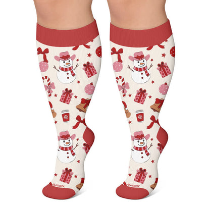 Plus Size Gingerbread Snowman Compression Socks - Wine - 4XL - image 4