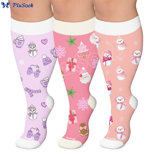 Plus Size Christmas Snowman Compression Socks - image 0