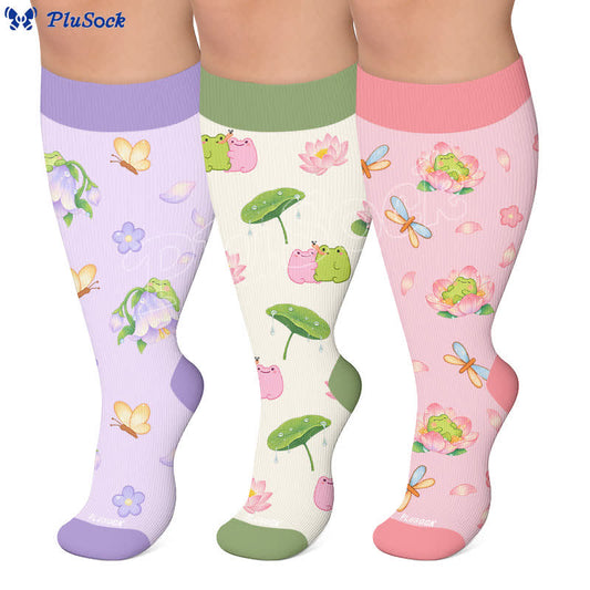 Plus Size Floral Frog Compression Socks - image 0