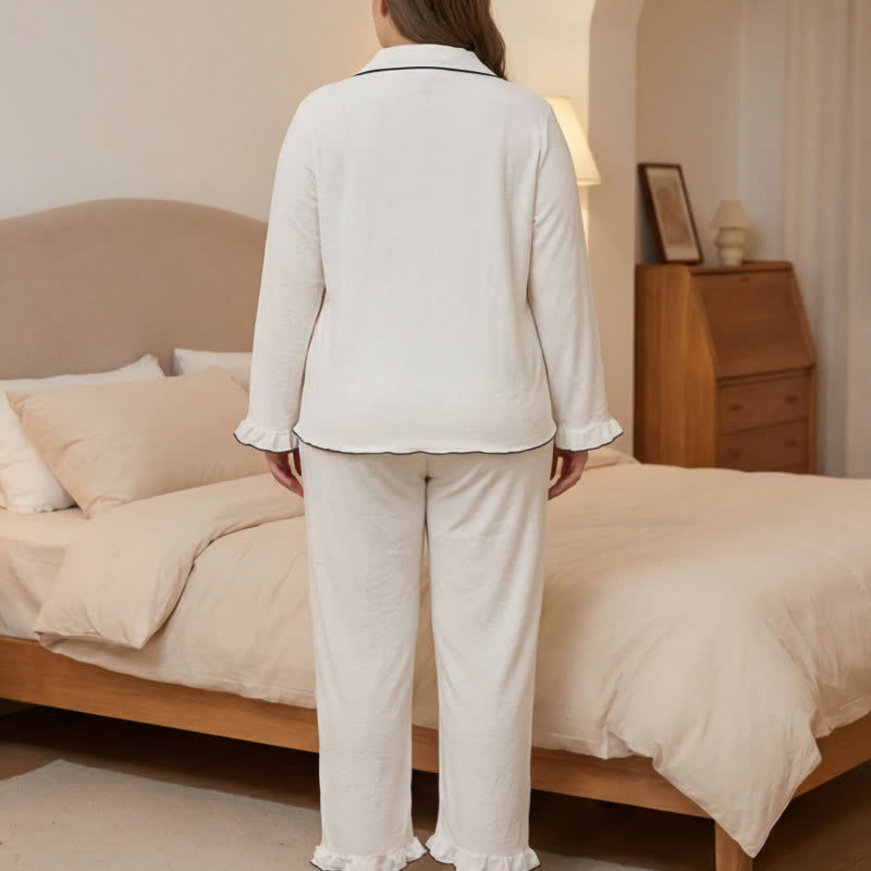 Contrast Trim Pajama Set - image 3