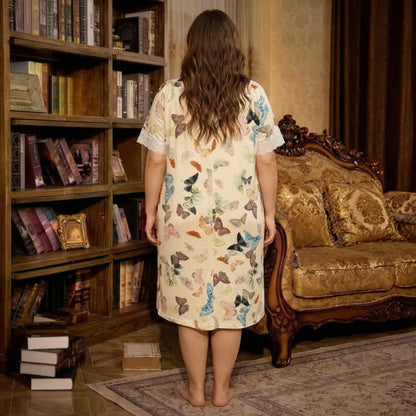 Silky Butterfly Lace Trim Nightgown - image 3