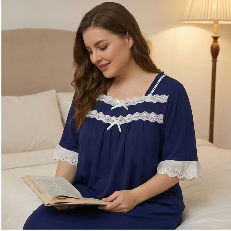 Lace Trim Bow Nightgown - image 4
