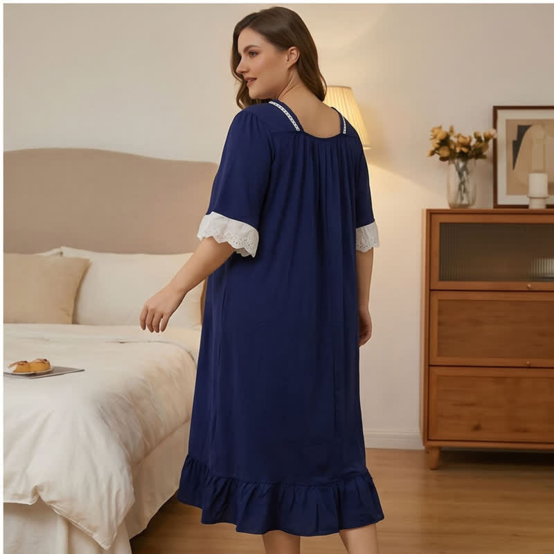 Lace Trim Bow Nightgown - image 1