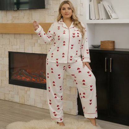 Heart Print Satin Pajama Set - image 3