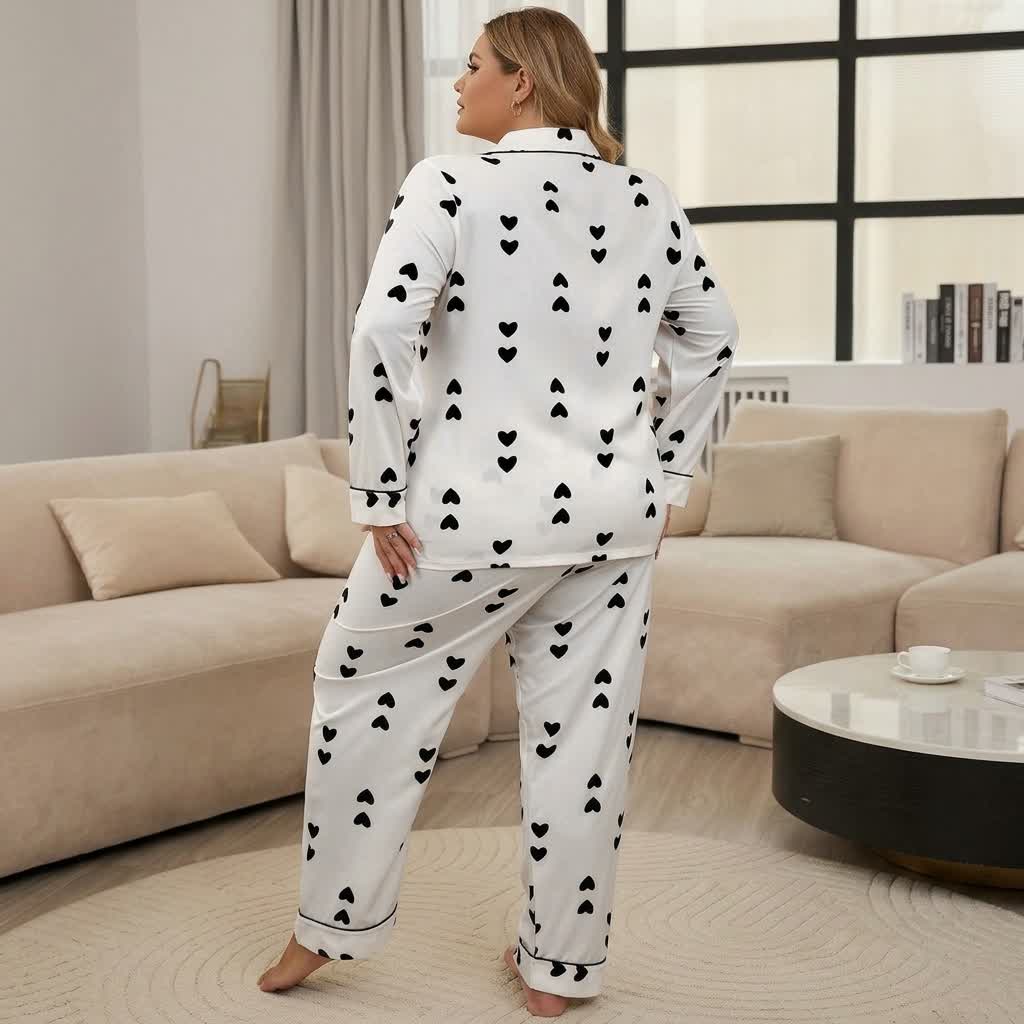 Heart Print Satin Pajama Set - image 7