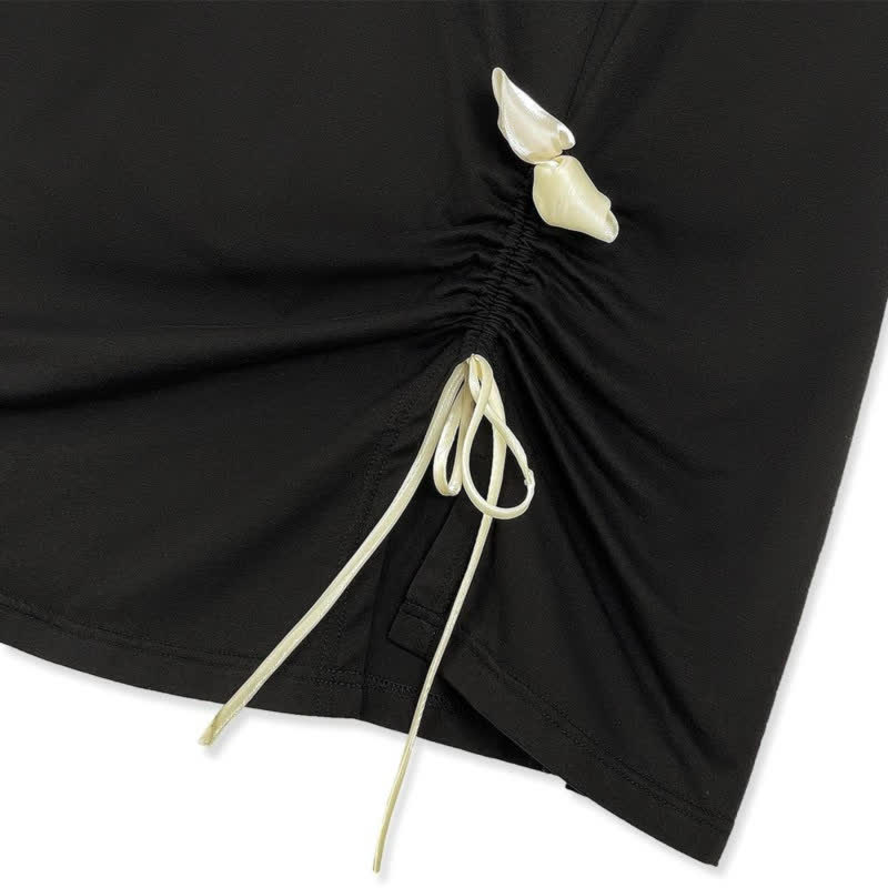 Plus Size Drawstring Top and Flowy Skirt Set - image 6