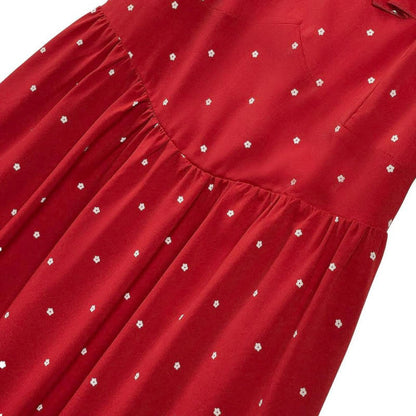 Red Polka Dot Smocked Midi Dress - image 3