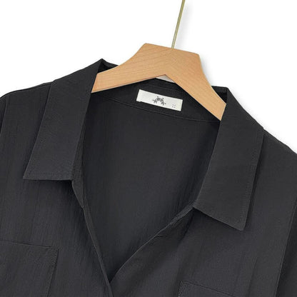 Plus Size Black Tie Waist Shirt and Wide Leg Pants Set - image 3