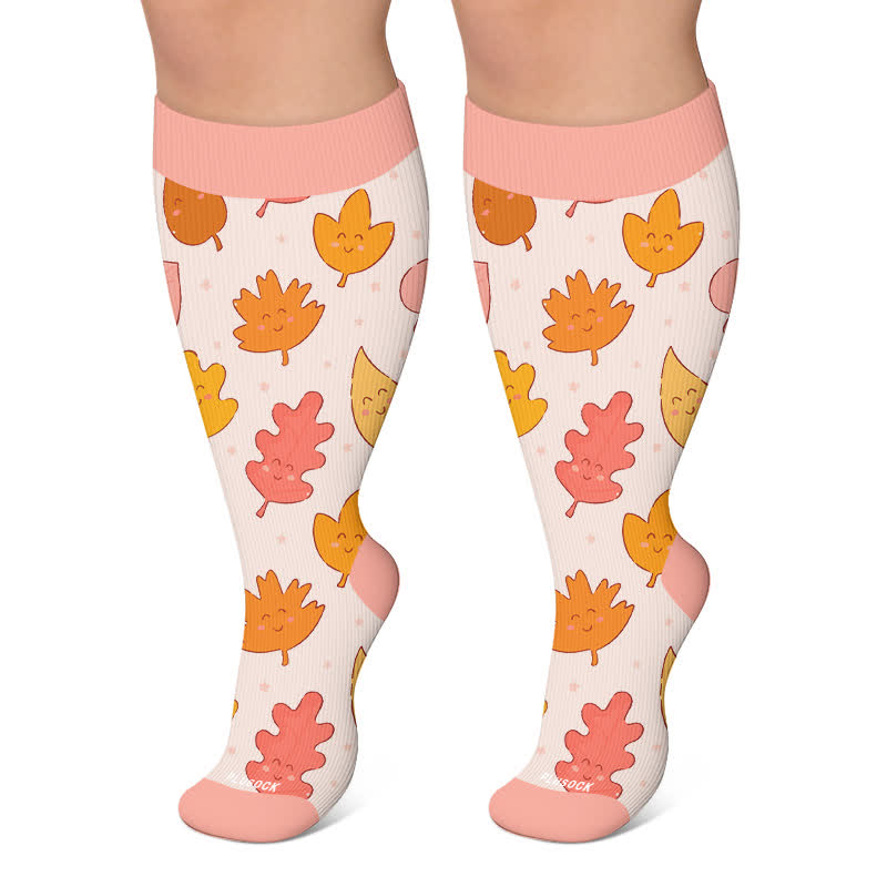 Plus Size Autumn Ducks Compression Socks - Pink - 4XL - image 4