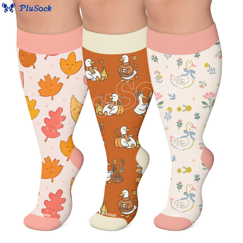 Plus Size Autumn Ducks Compression Socks - image 0