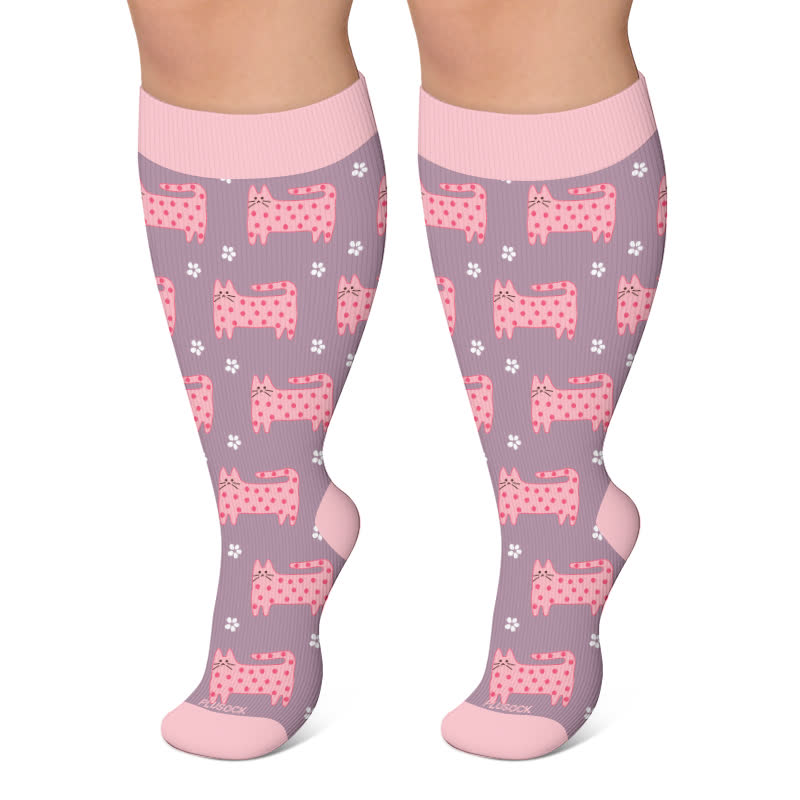 Plus Size Nature Animal Print Compression Socks - Grey - 4XL - image 5