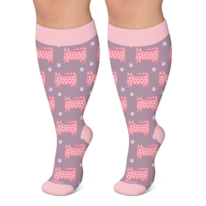 Plus Size Nature Animal Print Compression Socks - Grey - 4XL - image 5