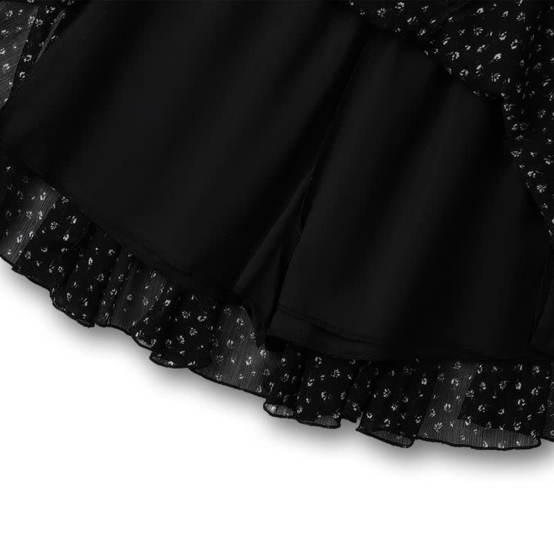 Plus Size Black Ditsy High Waist Skirt Set - image 3