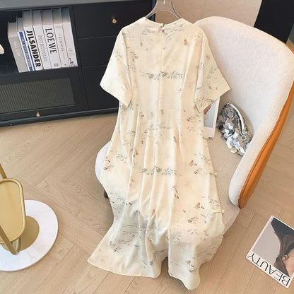 Soft Botanical Print Vacation Midi Dress - image 2