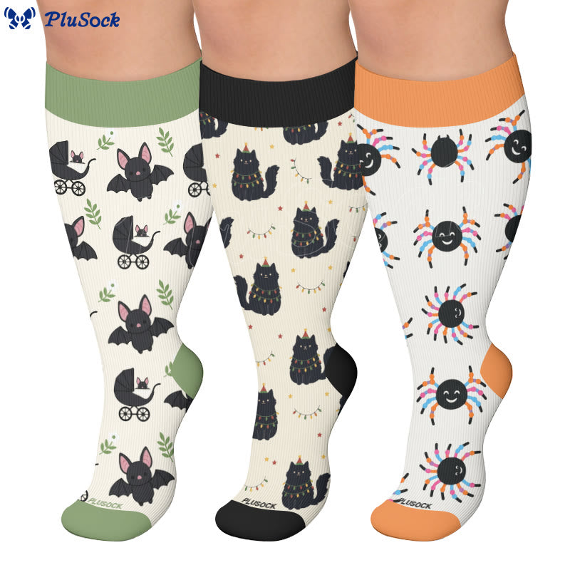 Plus Size Bat Cat Compression Socks - image 0