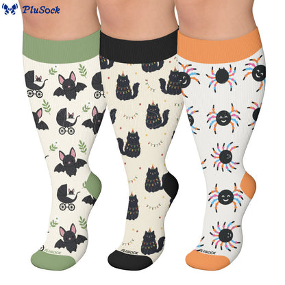 Plus Size Bat Cat Compression Socks - image 0