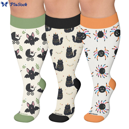 Plus Size Bat Cat Compression Socks - image 0