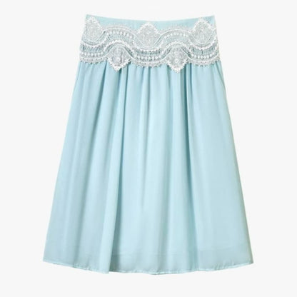 Plus Size Sky Blue Lace Trim Two Piece Skirt Set - image 2