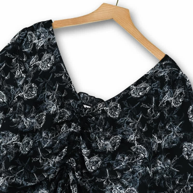 Plus-Size Black Floral Two-Piece Skirt Set - image 3