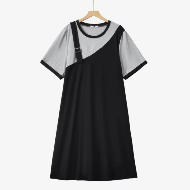 Casual Layered Look Midi Dress - Black - 6XL - image 0