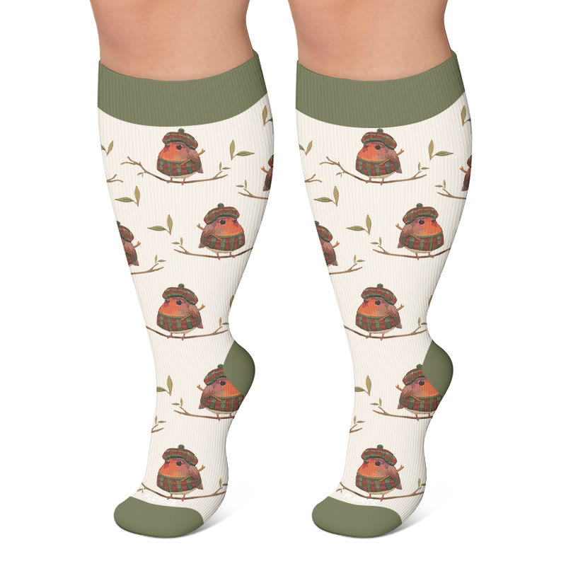Plus Size Autumn Animal Compression Socks - Beige - 4XL - image 5