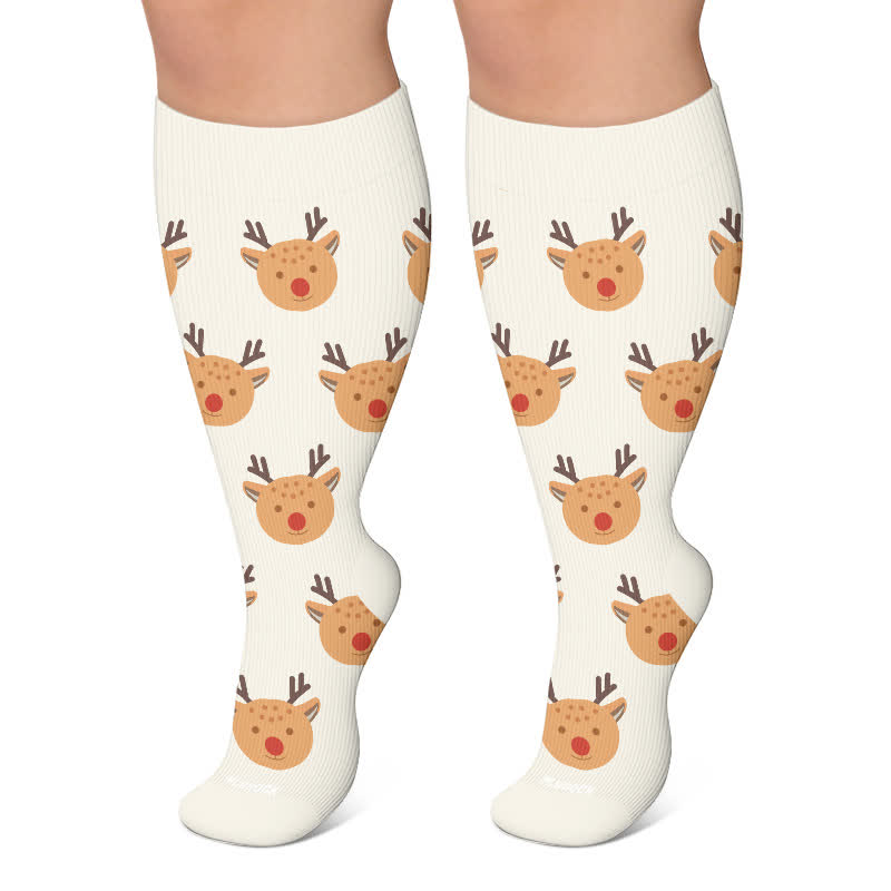 Plus Size Christmas Characters Compression Socks - White - 4XL - image 5