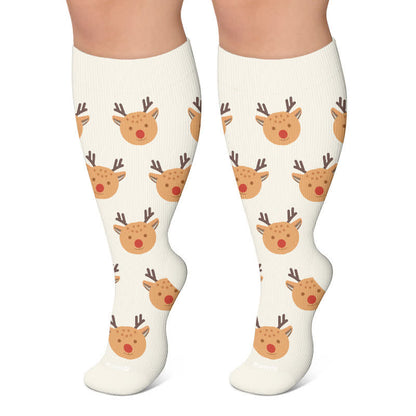 Plus Size Christmas Characters Compression Socks - White - 4XL - image 5