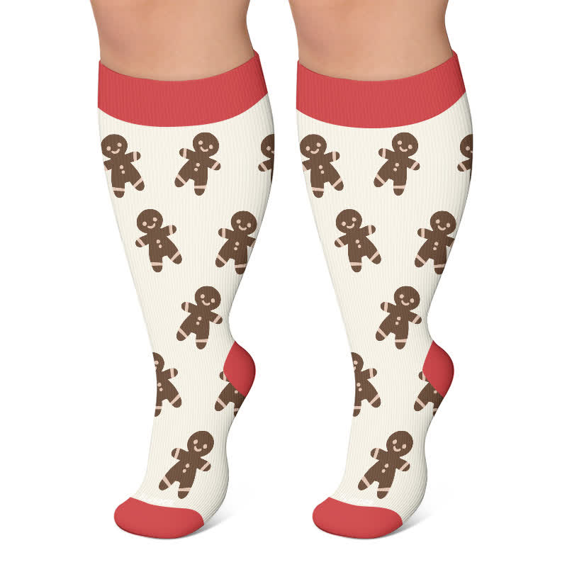 Plus Size Christmas Characters Compression Socks - Red - 4XL - image 6
