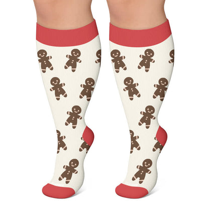 Plus Size Christmas Characters Compression Socks - Red - 4XL - image 6