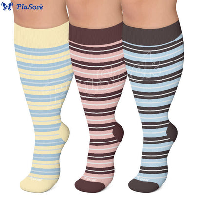 Plus Size Retro Stripe Compression Socks - image 0