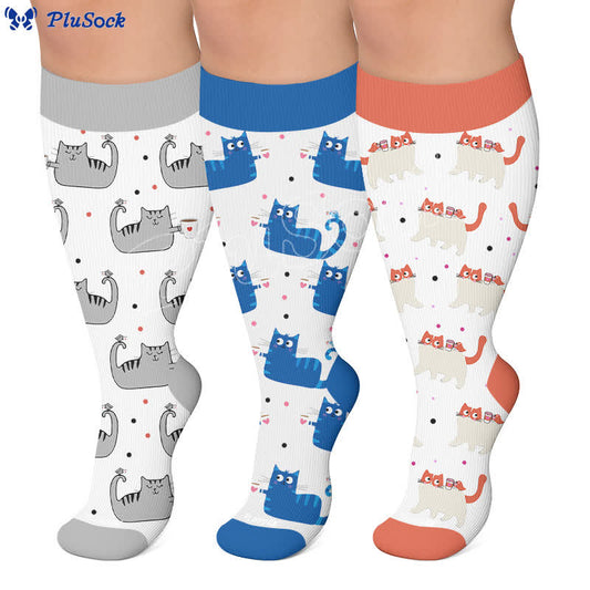Plus Size Playful Cat Compression Socks - image 0