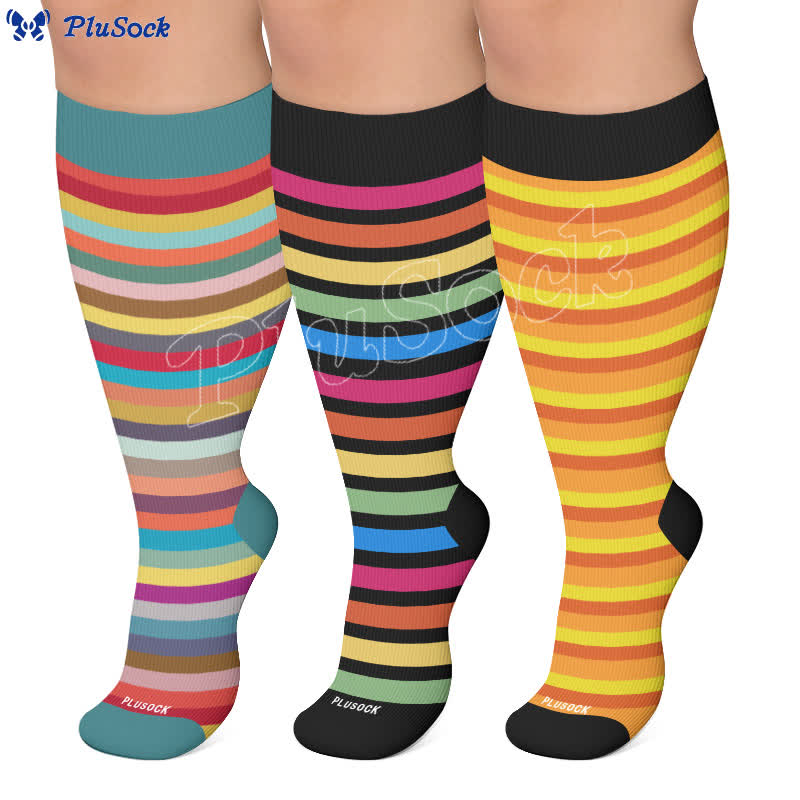 Plus Size Stripe Compression Socks - image 0