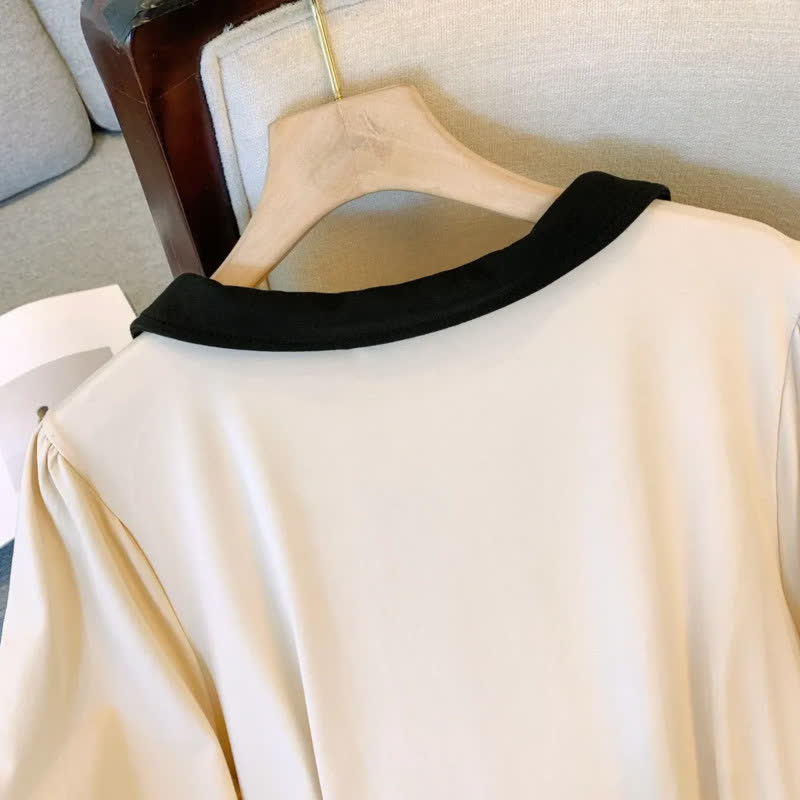 Contrast Collar Casual Midi Dress - image 5
