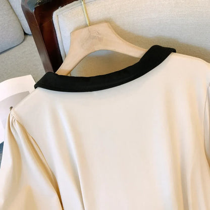 Contrast Collar Casual Midi Dress - image 5