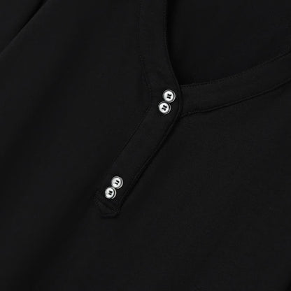 Plus Size Buttoned V Neck Cotton Blend Blouse - image 4