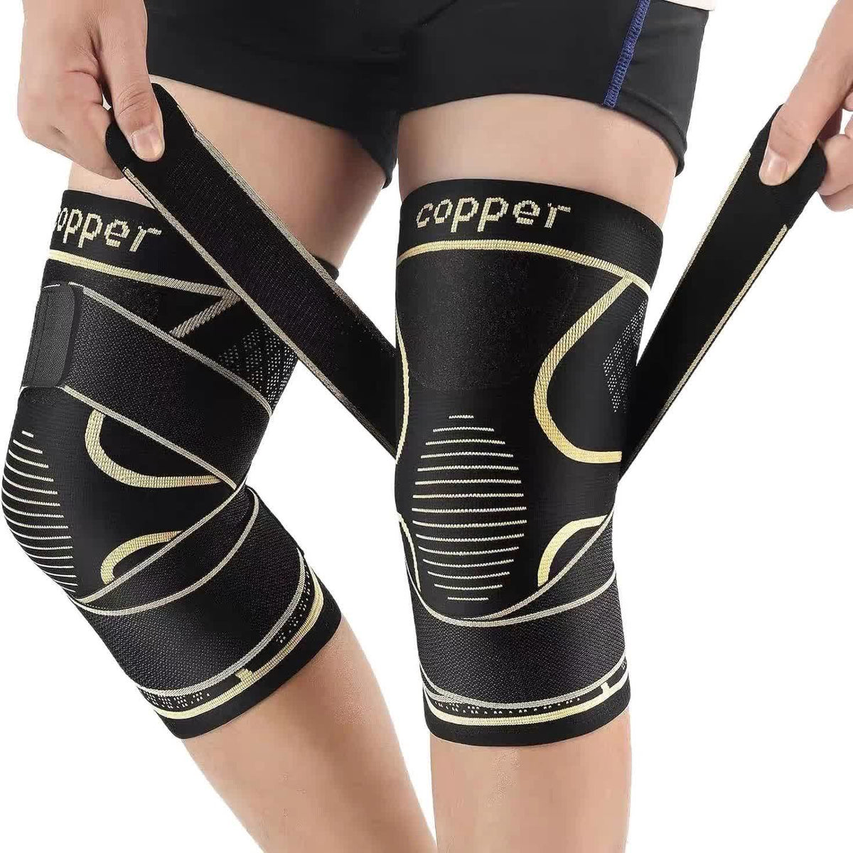 Copper Knit Compression Knee Brace - Black - 2XL - image 0