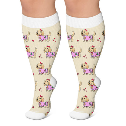 Plus Size Christmas Snails Dog Compression Socks - Apricot - 4XL - image 5