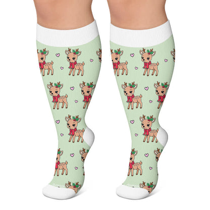 Plus Size Christmas Snails Dog Compression Socks - Green - 4XL - image 6