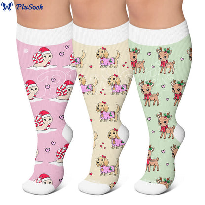 Plus Size Christmas Snails Dog Compression Socks - image 0